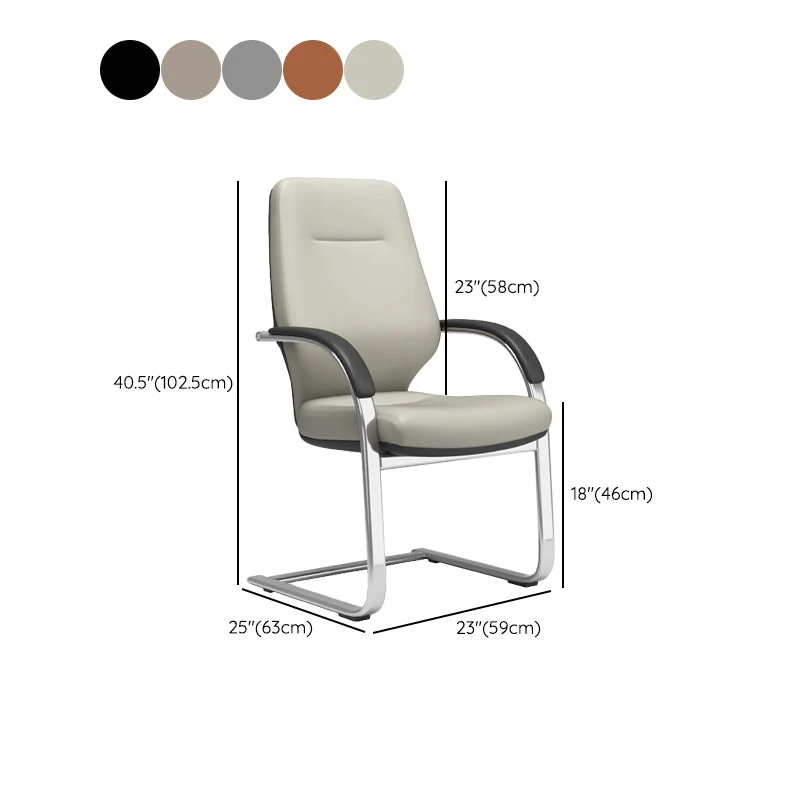 Chaise de bureau à bras fixes moderne sans chaise de bureau ergonomique en cuir pénible Clearhalo