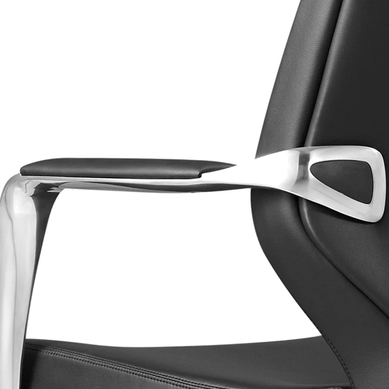 Chaise de bureau à bras fixes moderne sans chaise de bureau ergonomique en cuir pénible Clearhalo