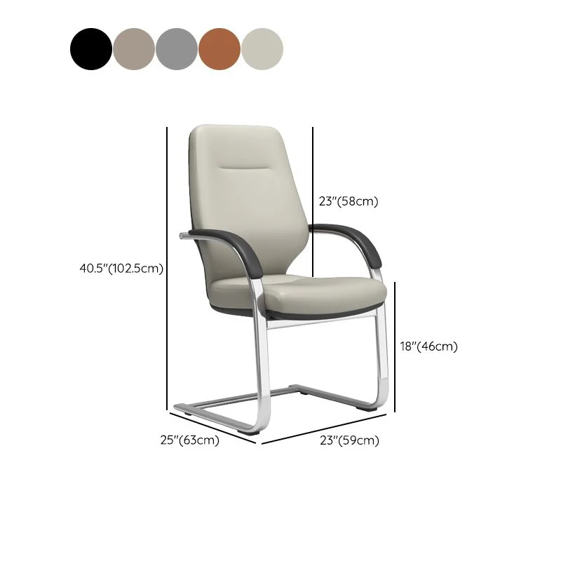 Chaise de bureau à bras fixes moderne sans chaise de bureau ergonomique en cuir pénible Clearhalo