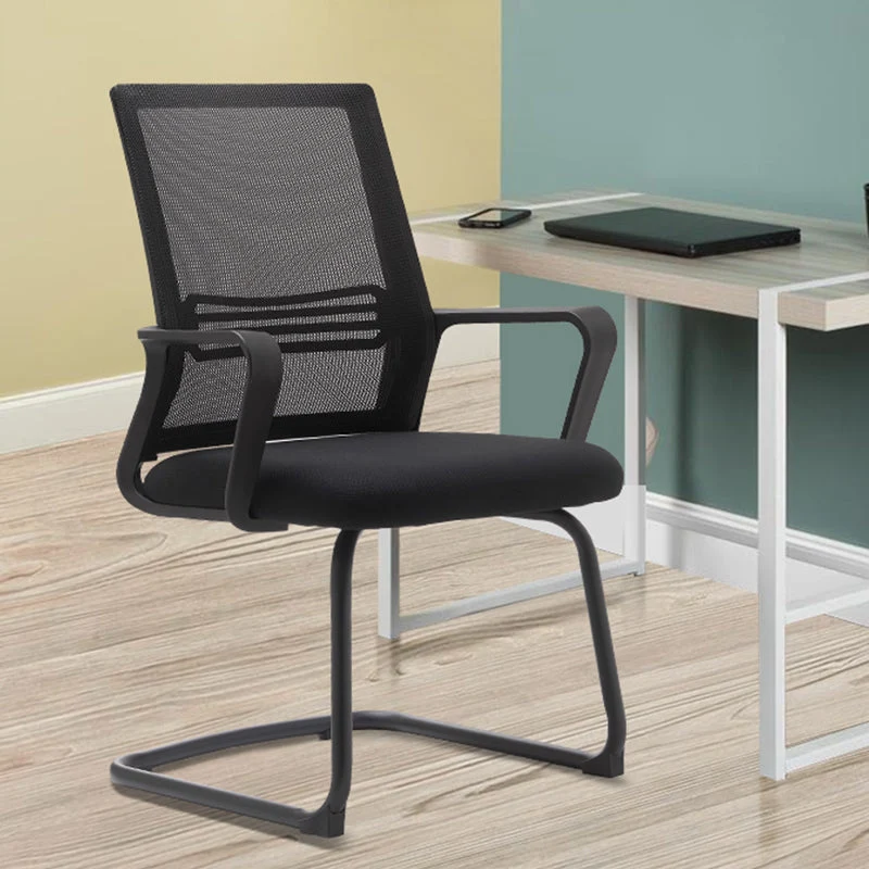 Chaise de bureau à bras fixes modernes, sans roues, sans chaise de bureau ergonomique pénible Clearhalo