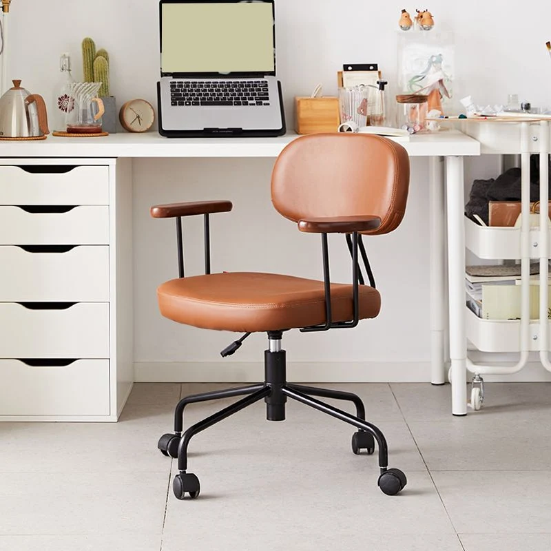 Chaise de bureau à bras fixes modernisme, avec roulettes, pour la maison Clearhalo