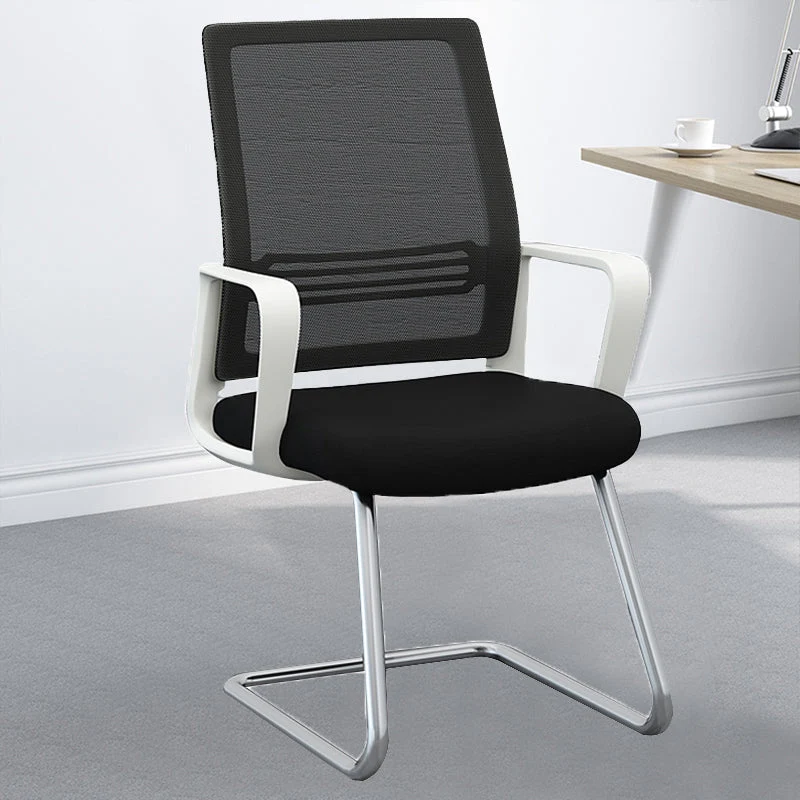 Chaise de bureau à bras fixes modernisme, sans roulettes, noir/blanc, pour la maison Clearhalo