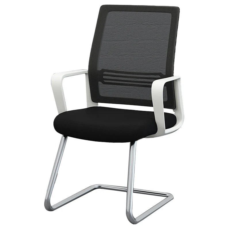 Chaise de bureau à bras fixes modernisme, sans roulettes, noir/blanc, pour la maison Clearhalo