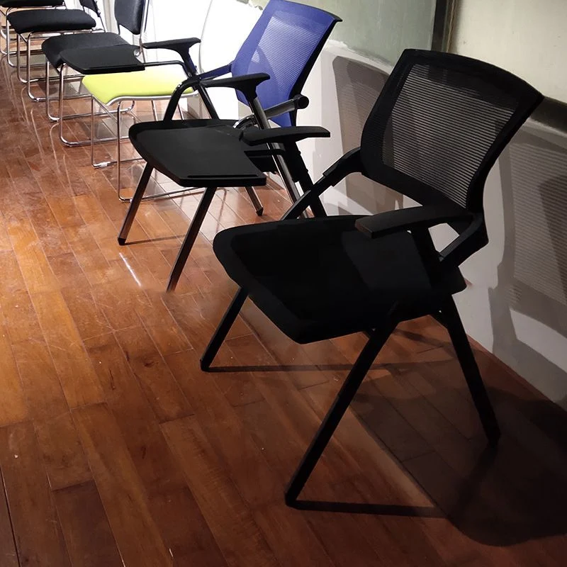 Chaise de bureau à bras fixes de style moderne, chaise de conférence à dossier moyen en maille Clearhalo