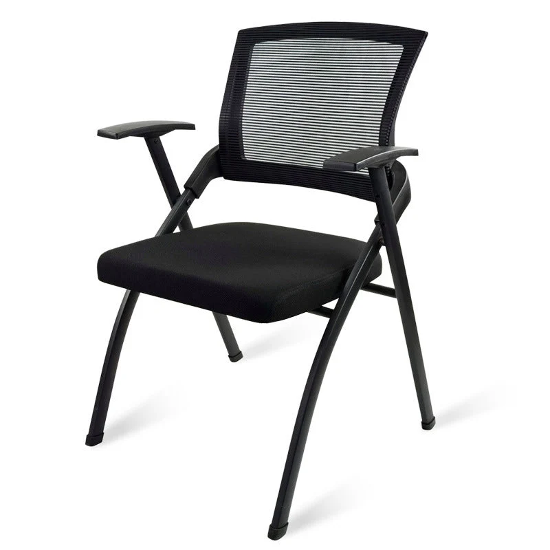 Chaise de bureau à bras fixes de style moderne, chaise de conférence à dossier moyen en maille Clearhalo