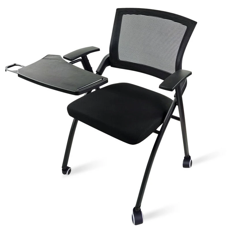 Chaise de bureau à bras fixes de style moderne, chaise de conférence à dossier moyen en maille Clearhalo