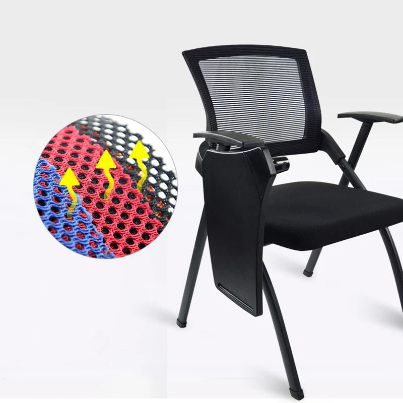 Chaise de bureau à bras fixes de style moderne, chaise de conférence à dossier moyen en maille Clearhalo
