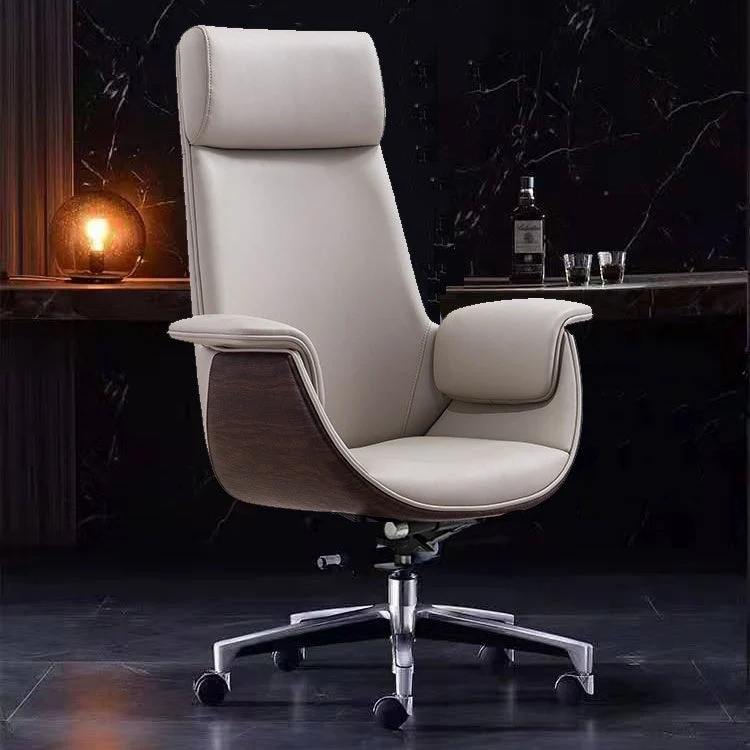 Chaise de bureau à bras rembourrés, chaise de bureau ergonomique moderne en Faux cuir sans détresse Clearhalo