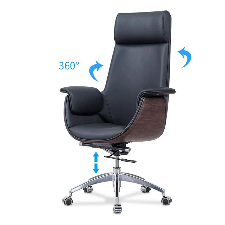 Chaise de bureau à bras rembourrés, chaise de bureau ergonomique moderne en Faux cuir sans détresse Clearhalo
