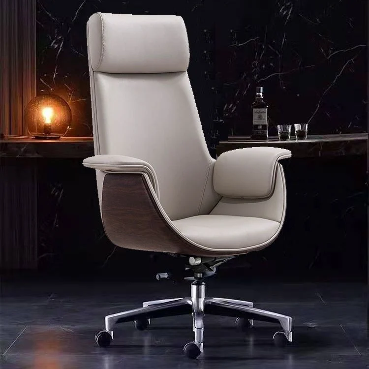 Chaise de bureau à bras rembourrés, chaise de bureau ergonomique moderne en Faux cuir sans détresse Clearhalo