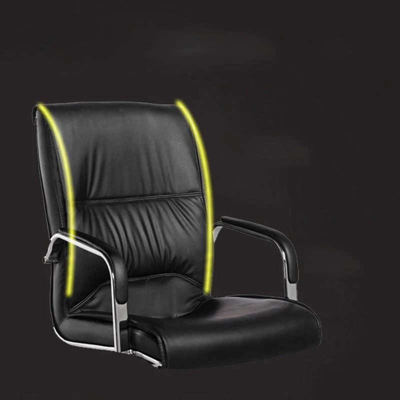 Chaise de bureau à bras rembourrés fixes, cadre argenté, chaise de bureau à domicile avec dossier moyen Clearhalo