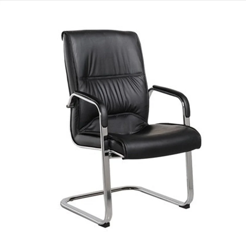 Chaise de bureau à bras rembourrés fixes, cadre argenté, chaise de bureau à domicile avec dossier moyen Clearhalo