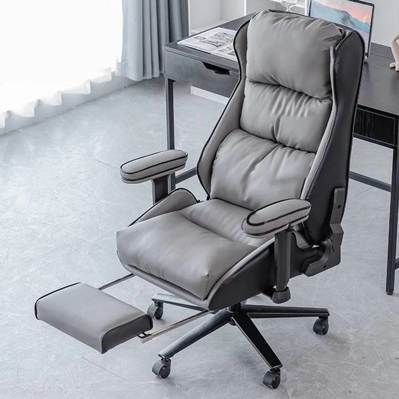 Chaise de bureau à bras rembourrés moderne, chaise de travail rotative avec roues Clearhalo