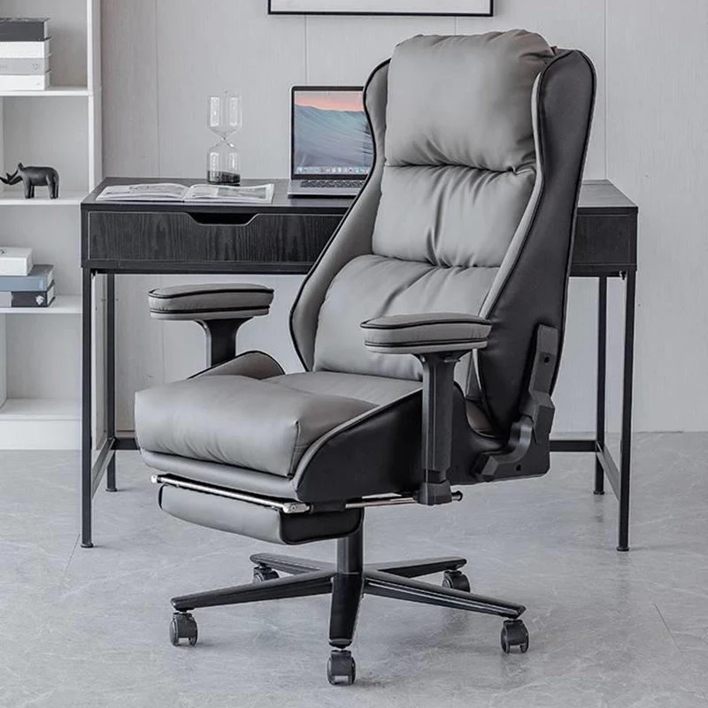 Chaise de bureau à bras rembourrés moderne, chaise de travail rotative avec roues Clearhalo