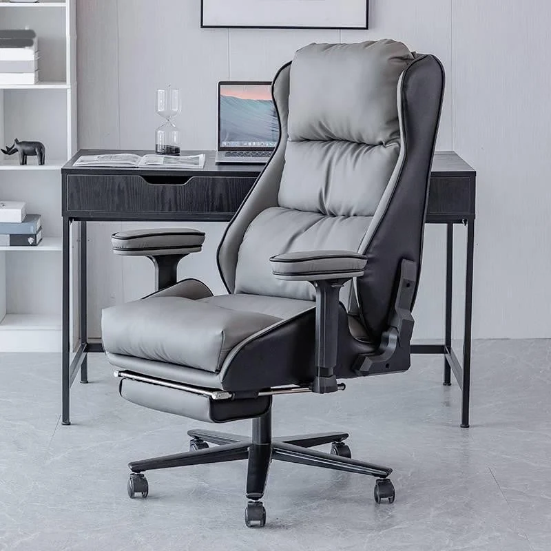 Chaise de bureau à bras rembourrés moderne, chaise de travail rotative avec roues Clearhalo