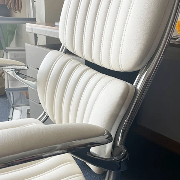 Chaise de bureau à bras rembourrés moderne, chaise de bureau ergonomique en cuir sans détresse avec roulettes Clearhalo