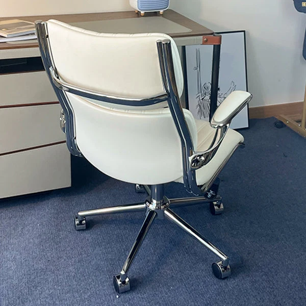 Chaise de bureau à bras rembourrés moderne, chaise de bureau ergonomique en cuir sans détresse avec roulettes Clearhalo