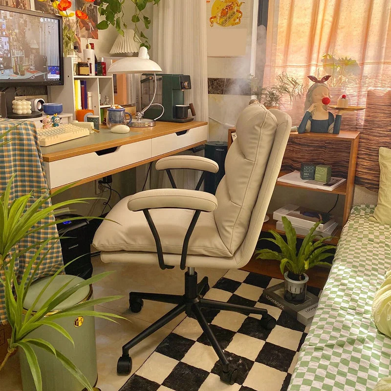Chaise de bureau à bras rembourrés moderne, chaise de bureau ergonomique sans détresse avec roulettes Clearhalo