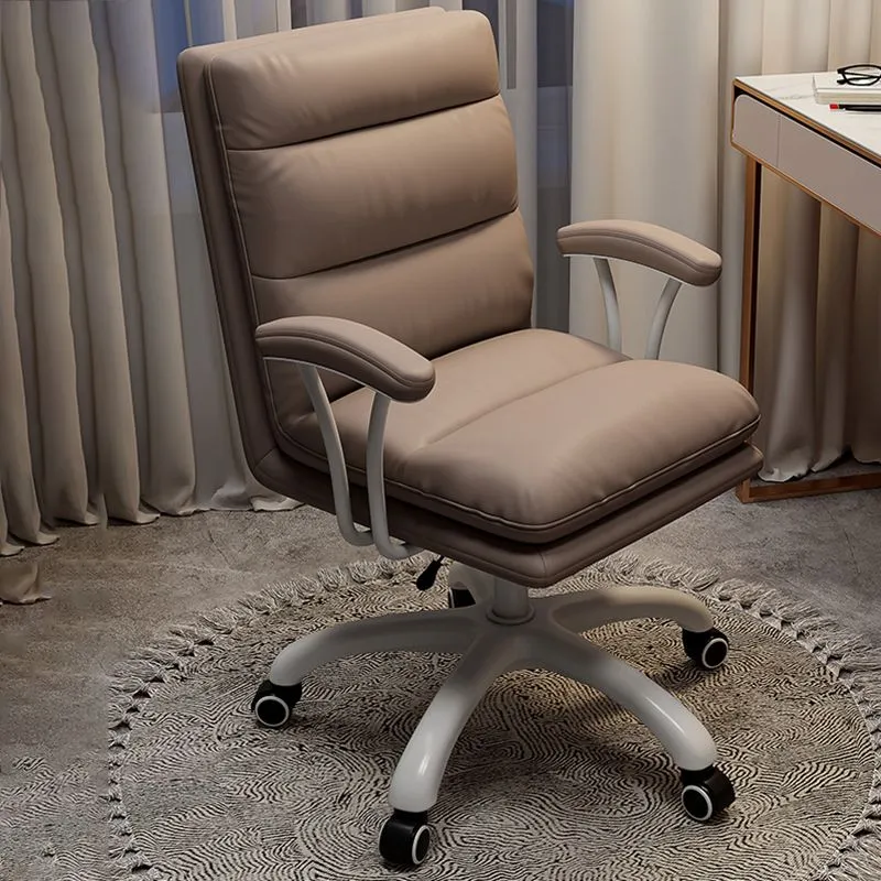 Chaise de bureau à bras rembourrés moderne, chaise de bureau ergonomique sans détresse avec roulettes Clearhalo