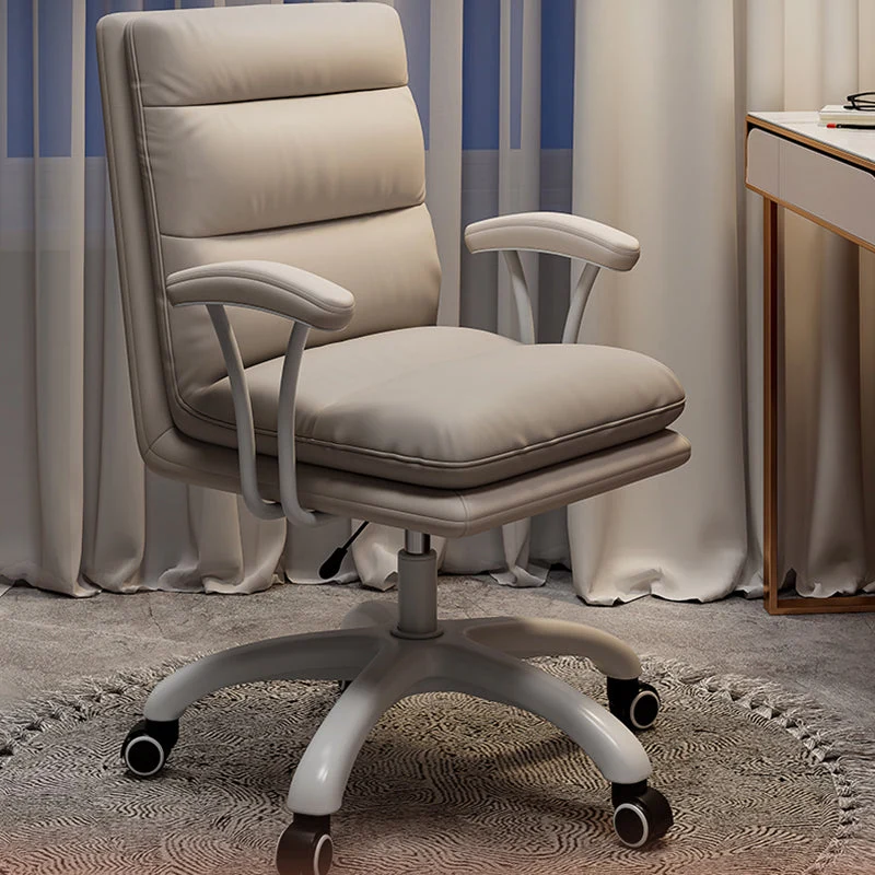 Chaise de bureau à bras rembourrés moderne, chaise de bureau ergonomique sans détresse avec roulettes Clearhalo