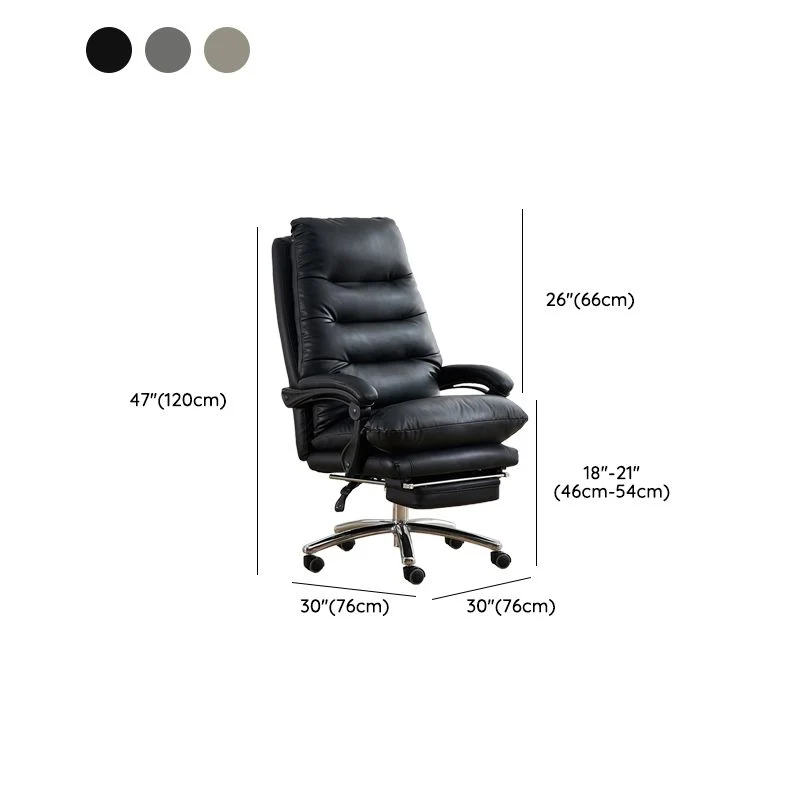 Chaise de bureau à bras rembourrés moderne, chaise coulissante ergonomique en cuir sans détresse avec roulettes Clearhalo