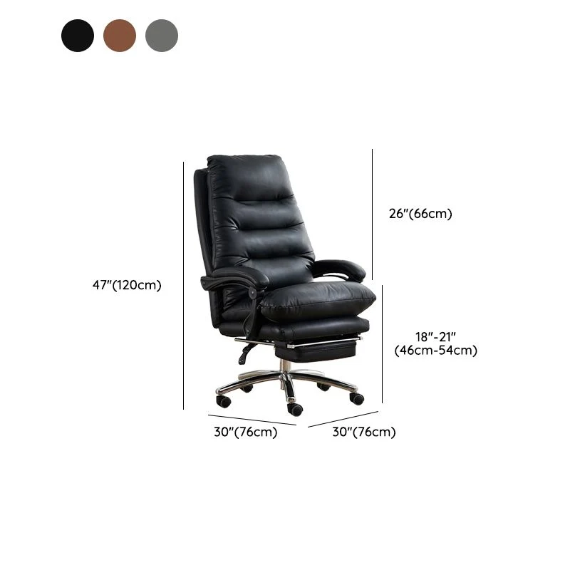 Chaise de bureau à bras rembourrés moderne, chaise coulissante ergonomique en cuir sans détresse avec roulettes Clearhalo