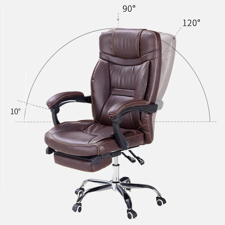 Chaise de bureau à bras rembourrés modernes, chaise de siège réglable en cuir Clearhalo