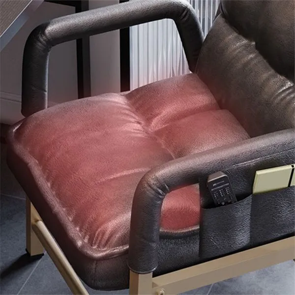Chaise de bureau à bras rembourrés modernes, chaise de bureau à domicile avec dossier moyen, sans roues Clearhalo