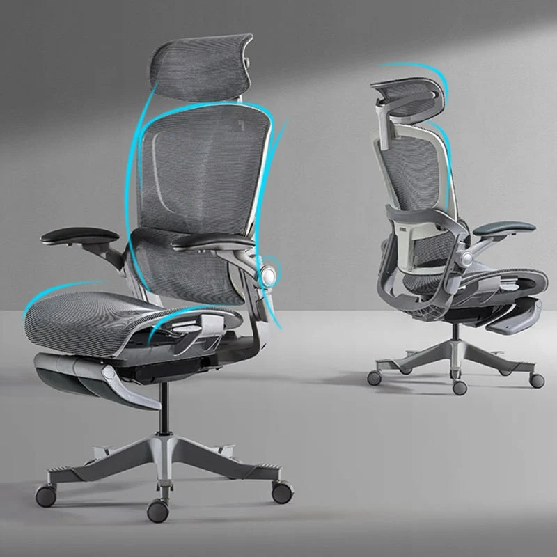 Chaise de bureau à bras réglables, en maille, avec roulettes, pour la maison Clearhalo