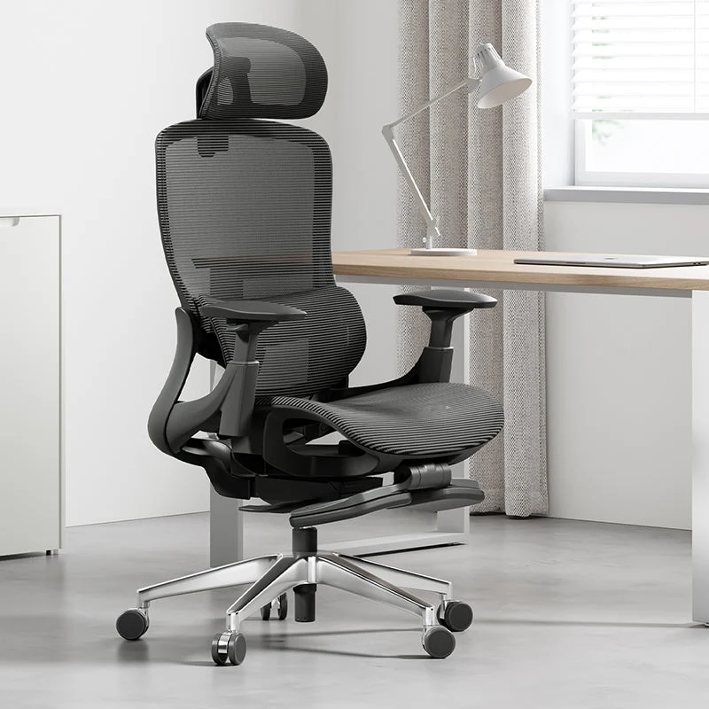 Chaise de bureau à bras réglables, en maille, avec roulettes, pour la maison Clearhalo