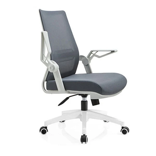 Chaise de bureau à cadre blanc, bras réglables, chaise de bureau en maille pivotante Clearhalo