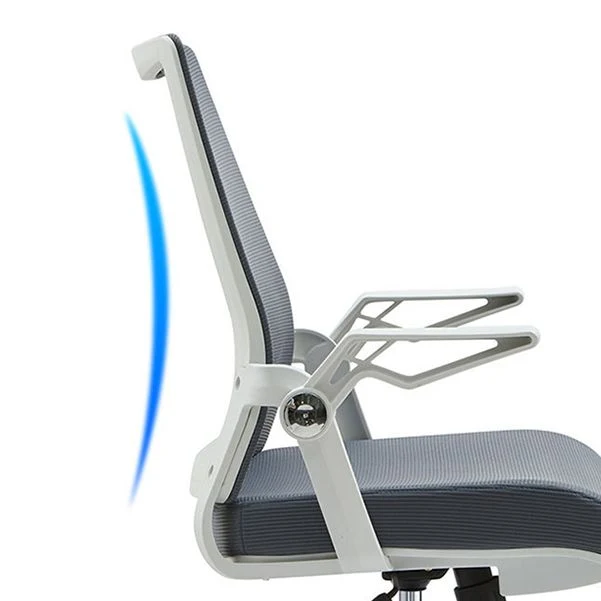 Chaise de bureau à cadre blanc, bras réglables, chaise de bureau en maille pivotante Clearhalo
