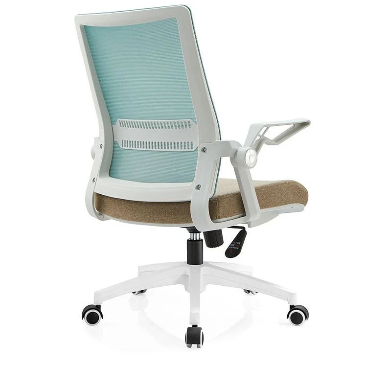 Chaise de bureau à cadre blanc, bras réglables, chaise de bureau en maille pivotante Clearhalo