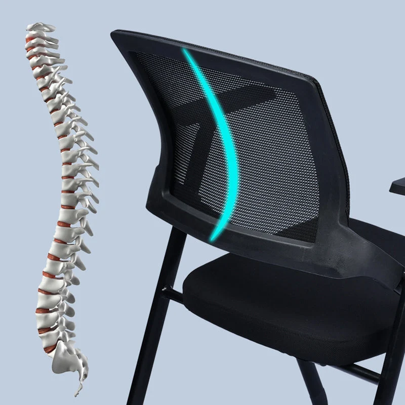Chaise de bureau de conférence noire en microfibre de fauteuil AirGrid respirable moderne Clearhalo