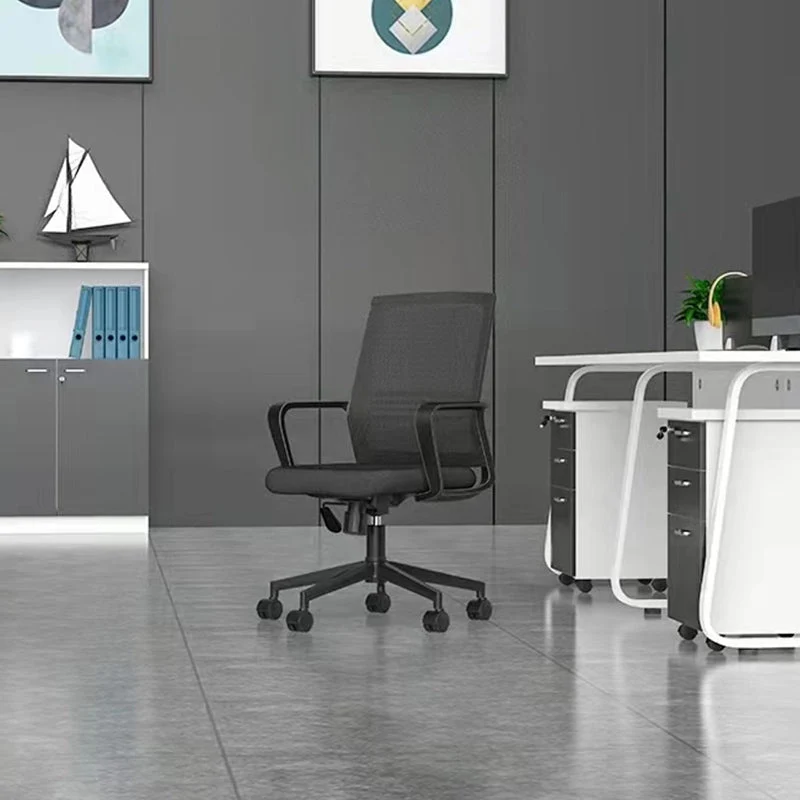Chaise de bureau contemporaine avec bras d'ordinateur, chaise de travail ergonomique en maille Clearhalo
