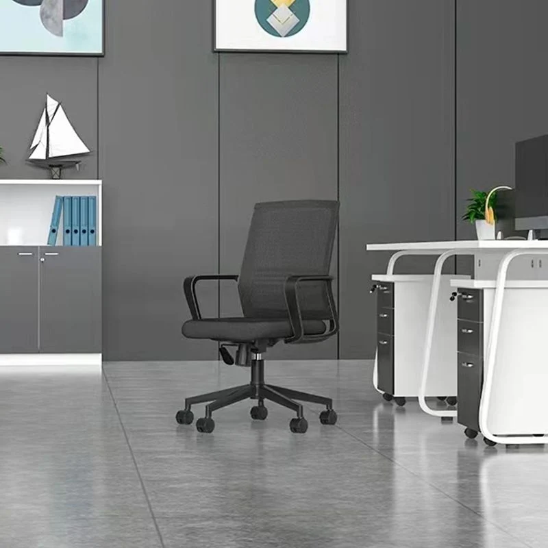 Chaise de bureau contemporaine avec bras d'ordinateur, chaise de travail ergonomique en maille Clearhalo