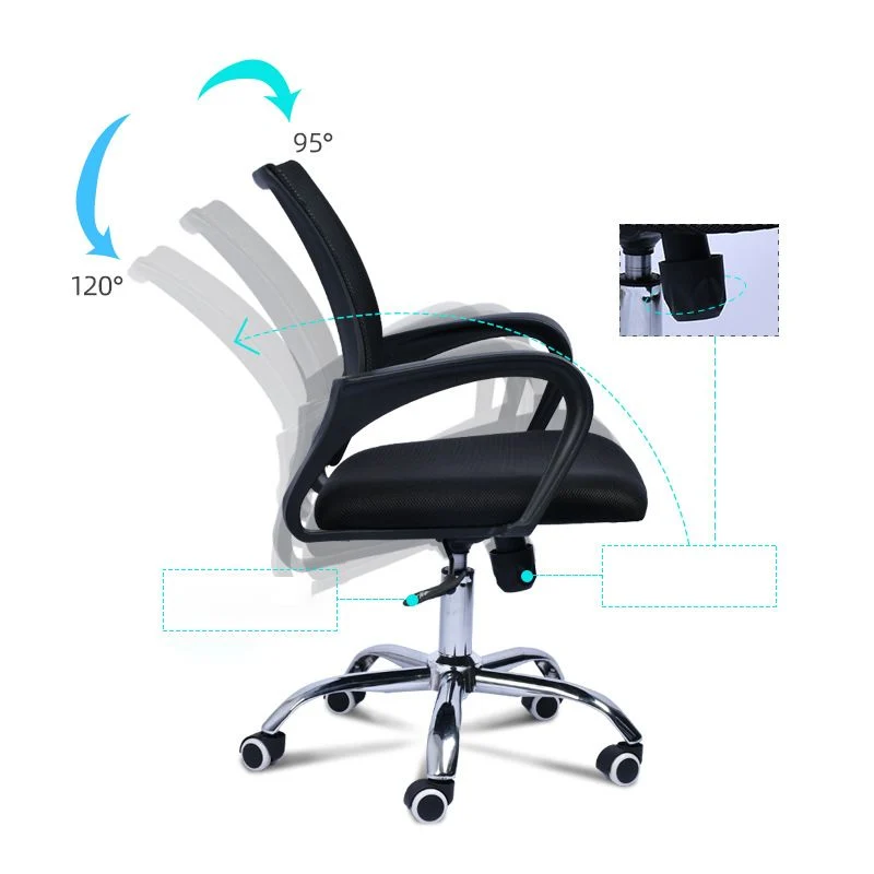 Chaise de bureau contemporaine avec soutien lombaire et dossier moyen en maille Clearhalo