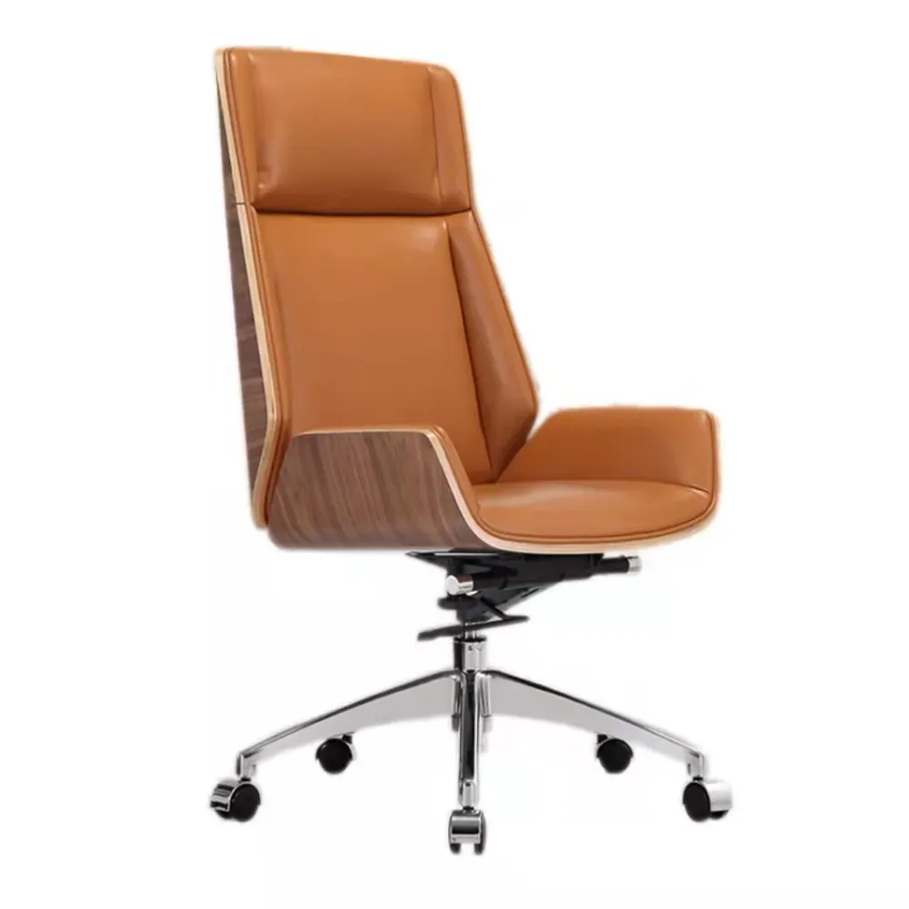 Chaise de bureau contemporaine à base en métal argenté, chaise de bureau ergonomique exécutive Clearhalo
