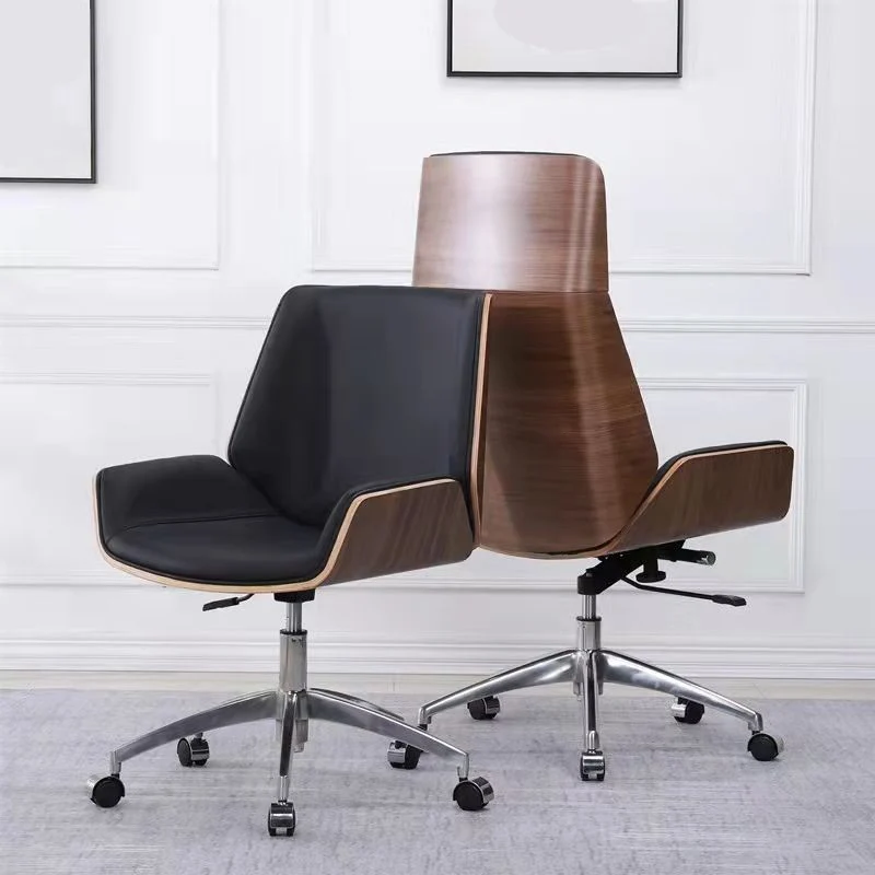 Chaise de bureau contemporaine à base en métal argenté, chaise de bureau ergonomique exécutive Clearhalo