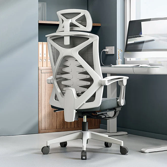 Chaise de bureau contemporaine à bras fixes, repose-pieds inclus, chaise de travail pour le bureau Clearhalo