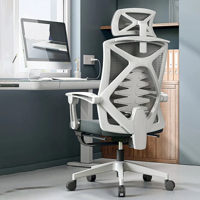 Chaise de bureau contemporaine à bras fixes, repose-pieds inclus, chaise de travail pour le bureau Clearhalo