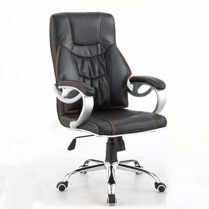 Chaise de bureau contemporaine en cuir noir, 27 pouces de large Clearhalo