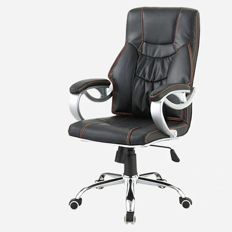 Chaise de bureau contemporaine en cuir noir, 27 pouces de large Clearhalo