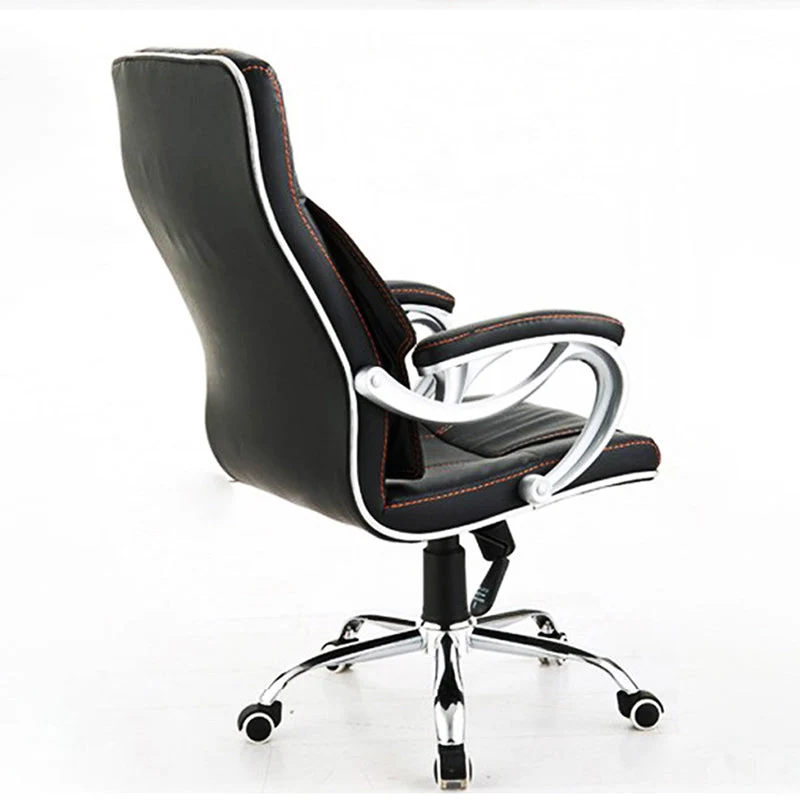 Chaise de bureau contemporaine en cuir noir, 27 pouces de large Clearhalo