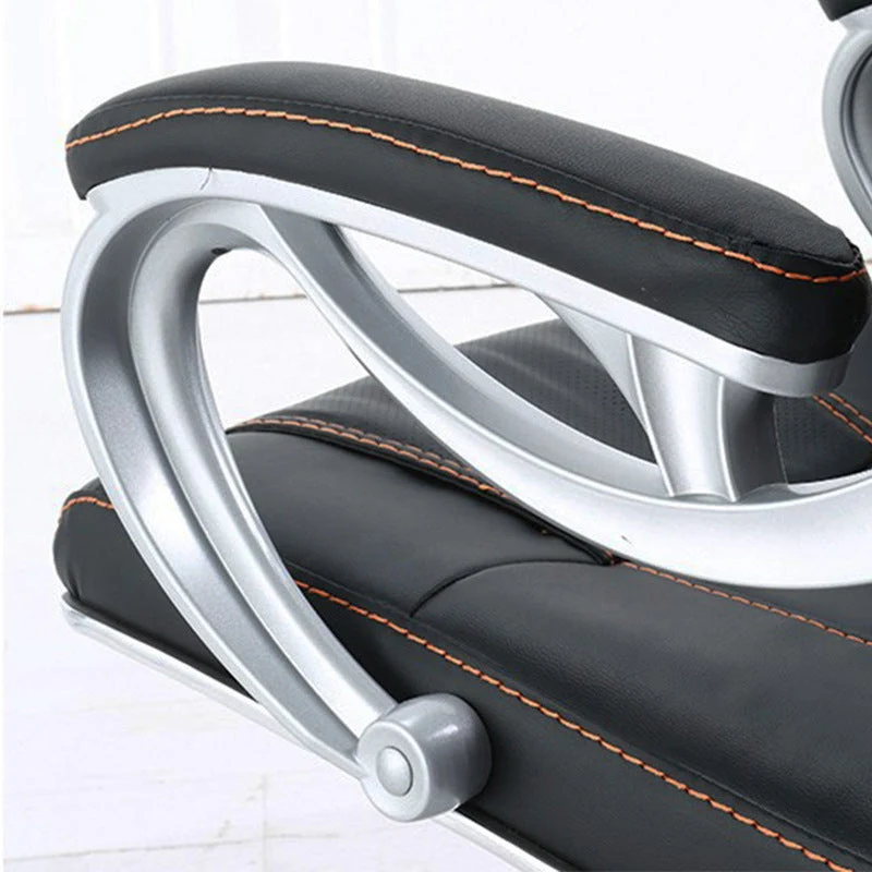 Chaise de bureau contemporaine en cuir noir, 27 pouces de large Clearhalo