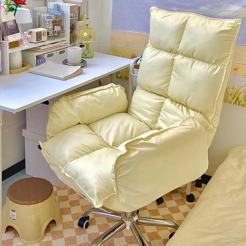 Chaise de bureau contemporaine de 28 po de large, chaise de bureau rembourrée jaune Clearhalo