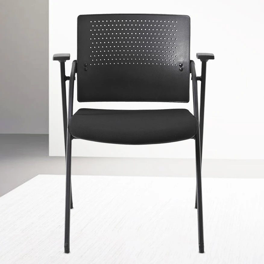 Chaise de bureau contemporaine de 19 po de large, noire, sans roulettes Clearhalo