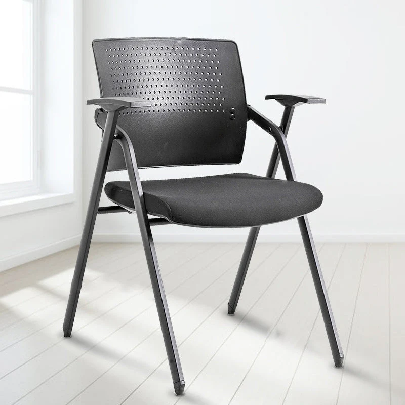 Chaise de bureau contemporaine de 19 po de large, noire, sans roulettes Clearhalo