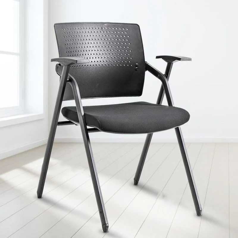 Chaise de bureau contemporaine de 19 po de large, noire, sans roulettes Clearhalo