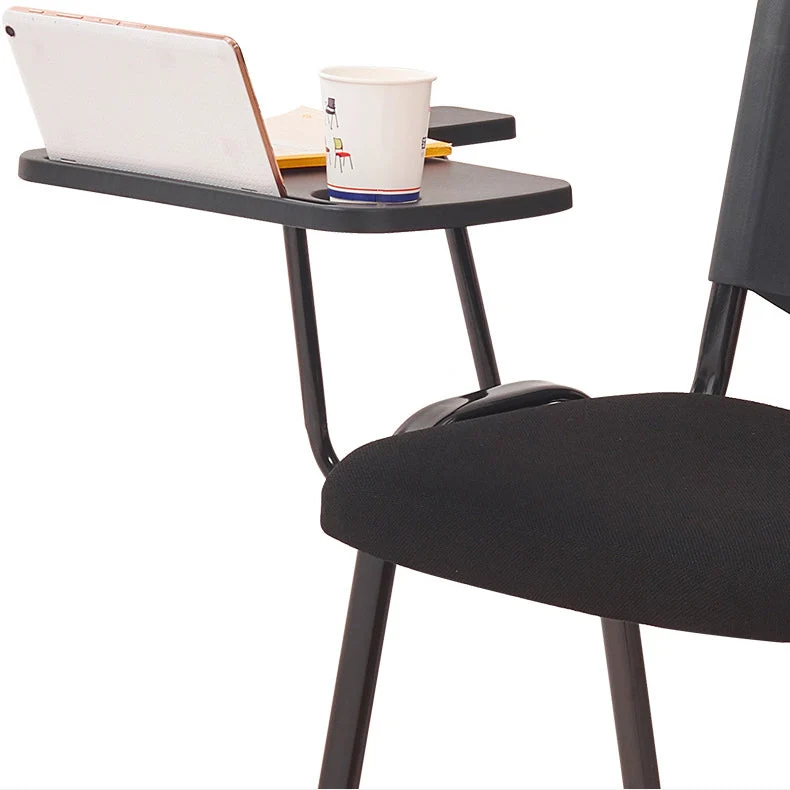 Chaise de bureau contemporaine de 19 po de large, noire, sans roulettes Clearhalo